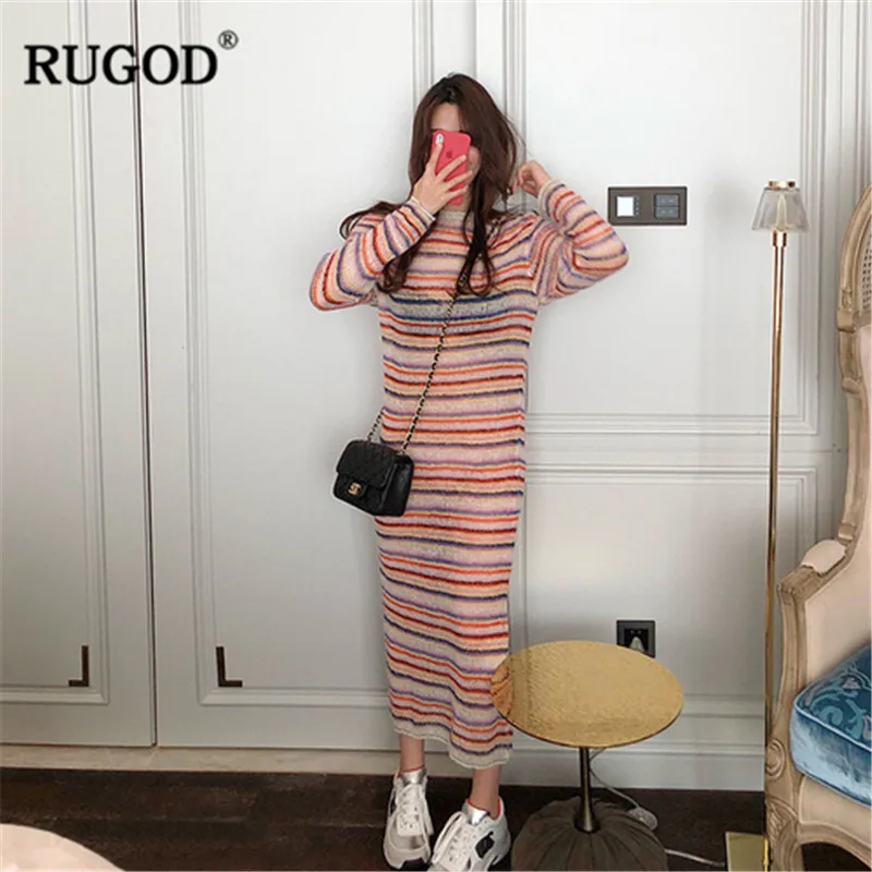 RUGOD Women dress striped round neck long sleeves a line bodycon straight casual streetwear korean style fashion modis vestido
RUGOD Women dress striped round neck long sleeves a line bodycon straight casual streetwear korean style fashion modis vestido