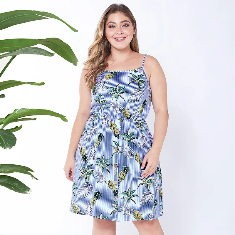Girl's Plus Size Strap Button Up Backless Stripe Pineapple Print Knee Length Slip Dress Bandage Dress Maxi Dresses for Women
Girl's Plus Size Strap Button Up Backless Stripe Pineapple Print Knee Length Slip Dress Bandage Dress Maxi Dresses for Women