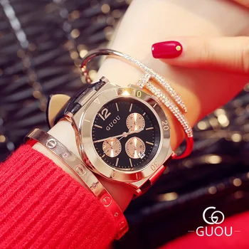 AAA Top Brand GUOU 3 Eyes Fashion Casual Dress Genuine Leather Quartz Watch Women Wristwatches Relogio Feminino Dropshipping
AAA Top Brand GUOU 3 Eyes Fashion Casual Dress Genuine Leather Quartz Watch Women Wristwatches Relogio Feminino Dropshipping