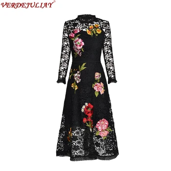 New Spring Fashion Lace Floral Embroidery Noble Mid-Calf Empire Sexy Balck / White Hot Sale European Dress
New Spring Fashion Lace Floral Embroidery Noble Mid-Calf Empire Sexy Balck / White Hot Sale European Dress