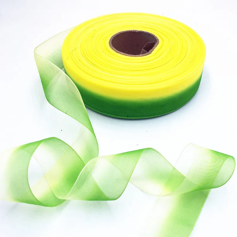 1"(25mm) Green Rainbow Gradient color organza ribbon high quality 10 yards, DIY handmade materials, wedding gift wrap
1"(25mm) Green Rainbow Gradient color organza ribbon high quality 10 yards, DIY handmade materials, wedding gift wrap
