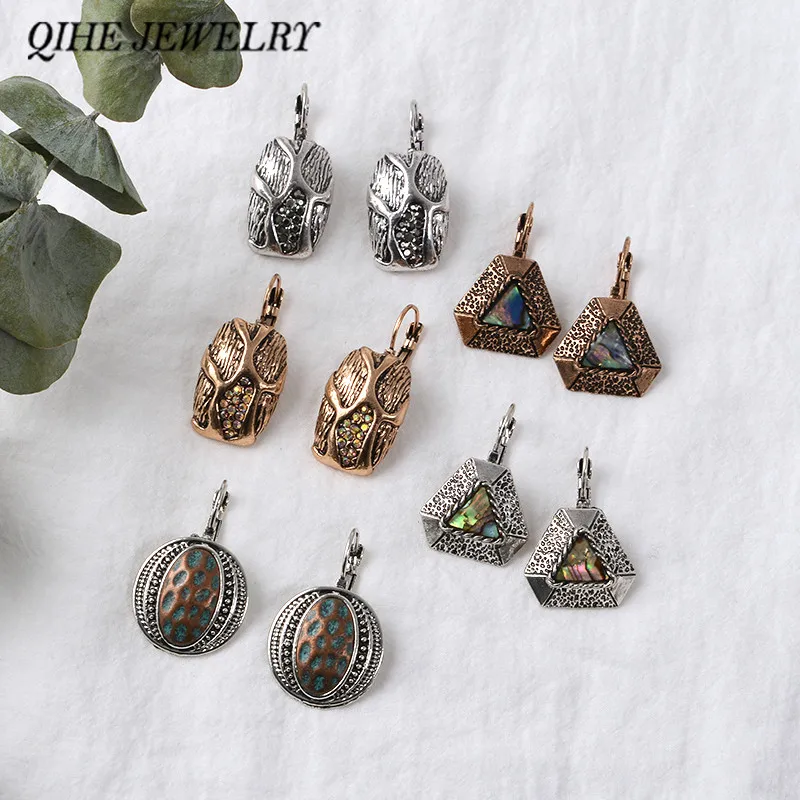 QIHE JEWELRY Vintage earrings Triangle Leaf Square Round Ancient Silver Bronzer Charm Earrings for Women Punk Style
QIHE JEWELRY Vintage earrings Triangle Leaf Square Round Ancient Silver Bronzer Charm Earrings for Women Punk Style