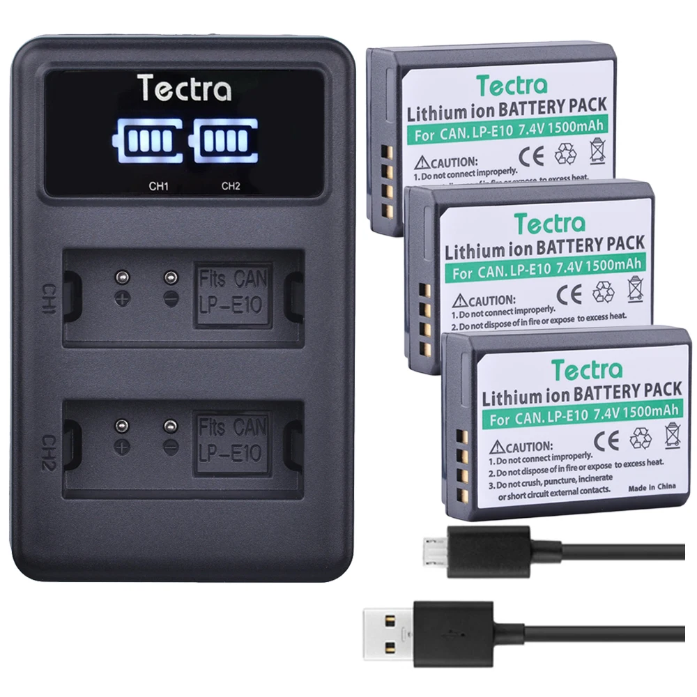Tectra 3x LP-E10 LPE10 Bateria + LED Display USB Dual Charger for Canon 1100D 1200D 1300D Rebel T3 T5 KISS X50 X70
Tectra 3x LP-E10 LPE10 Bateria + LED Display USB Dual Charger for Canon 1100D 1200D 1300D Rebel T3 T5 KISS X50 X70