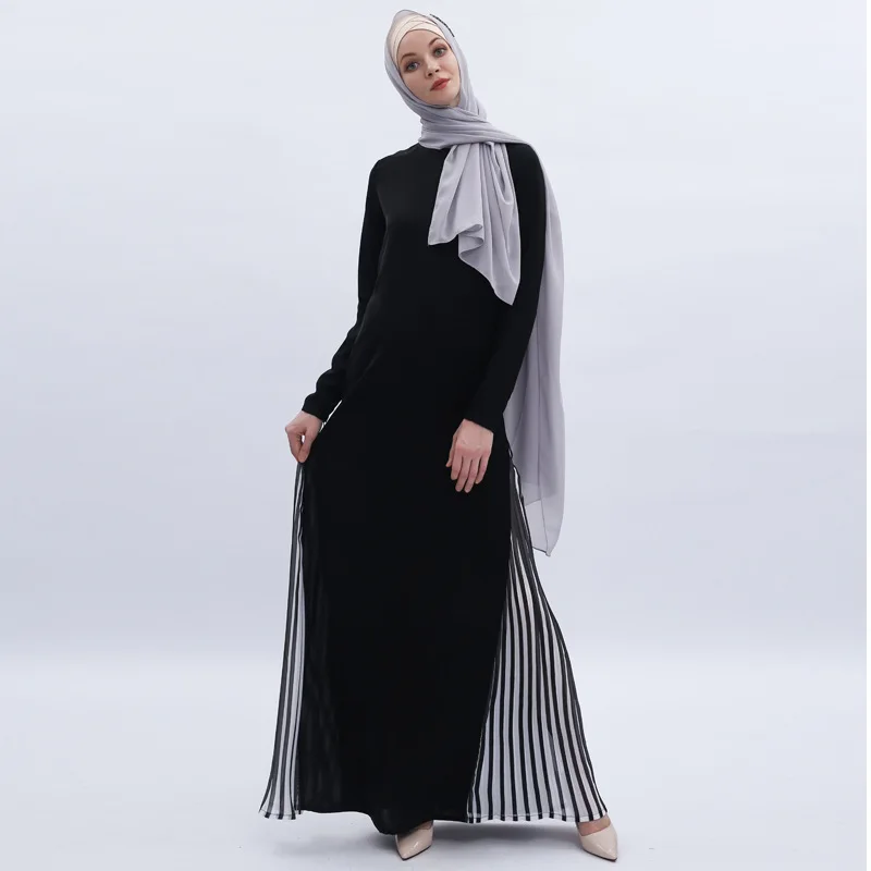 Muslim Women Casual Long Dress Elegant Pleated Stripe Patchwork Abaya Dress Black 2019 Islamic Clothes Without Scarf Kaftan New
Muslim Women Casual Long Dress Elegant Pleated Stripe Patchwork Abaya Dress Black 2019 Islamic Clothes Without Scarf Kaftan New