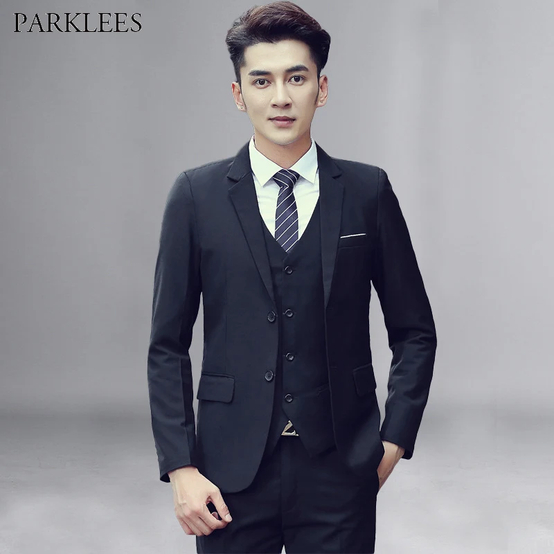 Spring Single Breasted Two Button Suit Men 2019 Brand New Slim Fit Mens Black Suits with Pants Party Wedding Groom 3 Piece Suit
Spring Single Breasted Two Button Suit Men 2019 Brand New Slim Fit Mens Black Suits with Pants Party Wedding Groom 3 Piece Suit