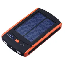 6000mAh Solar Power Bank Dual USB Waterproof travel External Battery Backup Pack with charing cable for all mobile phones pads