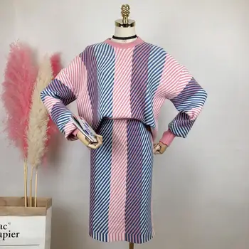 2019 autumn Women Irregular Striped Knitted Sweater Pullovers and Skirts 2 Pieces Sets fashion Casual Cloth Suits female r1575
2019 autumn Women Irregular Striped Knitted Sweater Pullovers and Skirts 2 Pieces Sets fashion Casual Cloth Suits female r1575