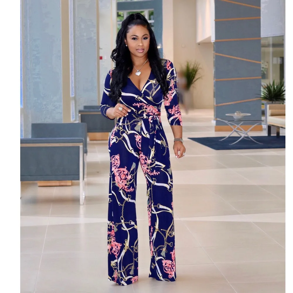Elegant Floral Print Boho Jumpsuit V Neck Three Quarter Sleeve Loose Sash Summer Female jumpsuit Women Overalls
Elegant Floral Print Boho Jumpsuit V Neck Three Quarter Sleeve Loose Sash Summer Female jumpsuit Women Overalls