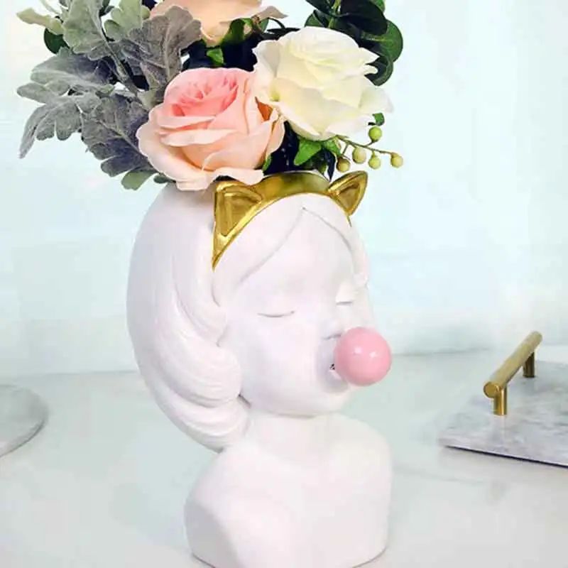 Creative Resin Head Flower Pot Flower Arrangement Vase Cute Girl Face Flower Vases Home Decor Doll Head Bonsai Crafts Figurines
Creative Resin Head Flower Pot Flower Arrangement Vase Cute Girl Face Flower Vases Home Decor Doll Head Bonsai Crafts Figurines