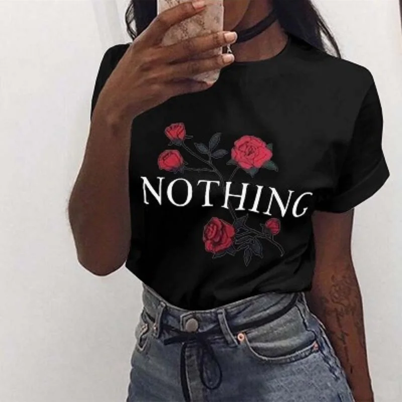 Фото LASPERAL Повседневная футболка с цветочным принтом женская летняя - купить