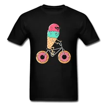 T-shirt de bicyclette de beignet rose Kawaii t-shirts d'étudiant de beignet drôle t-shirts humoristiques nouveau t-shirt de mode de Style de rue(China)