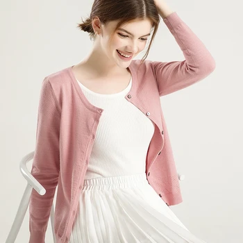 BARESKIY spring new knit cardigan women's thin section solid color short coat Slim O collar outside take a thin stretch sweater
BARESKIY spring new knit cardigan women's thin section solid color short coat Slim O collar outside take a thin stretch sweater