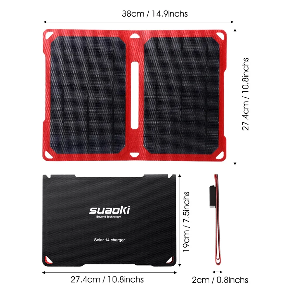 Suaoki 14W Foldable Portable Solar Panel ETFE Solar Cells With Dual Port Waterproof Mobile Power Bank For Phone Tablet
Suaoki 14W Foldable Portable Solar Panel ETFE Solar Cells With Dual Port Waterproof Mobile Power Bank For Phone Tablet