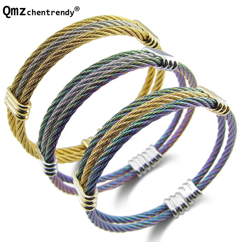 Top Spring line Stainless Steel Rainbow Colors Bracelet Three Twisted Lines Wire Cable Bangle bracelet For men women Adjustable
Top Spring line Stainless Steel Rainbow Colors Bracelet Three Twisted Lines Wire Cable Bangle bracelet For men women Adjustable