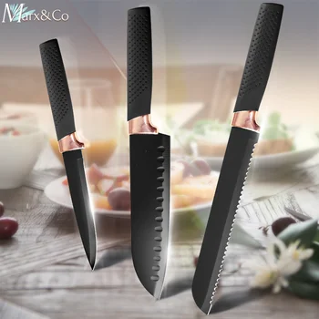 Kitchen Knife Chef Bread Utility 8 7 5 inch Knives 5CR15 440C High Carbon Stainless Steel Non Stick Black Blade Santoku Cook Set
Kitchen Knife Chef Bread Utility 8 7 5 inch Knives 5CR15 440C High Carbon Stainless Steel Non Stick Black Blade Santoku Cook Set
