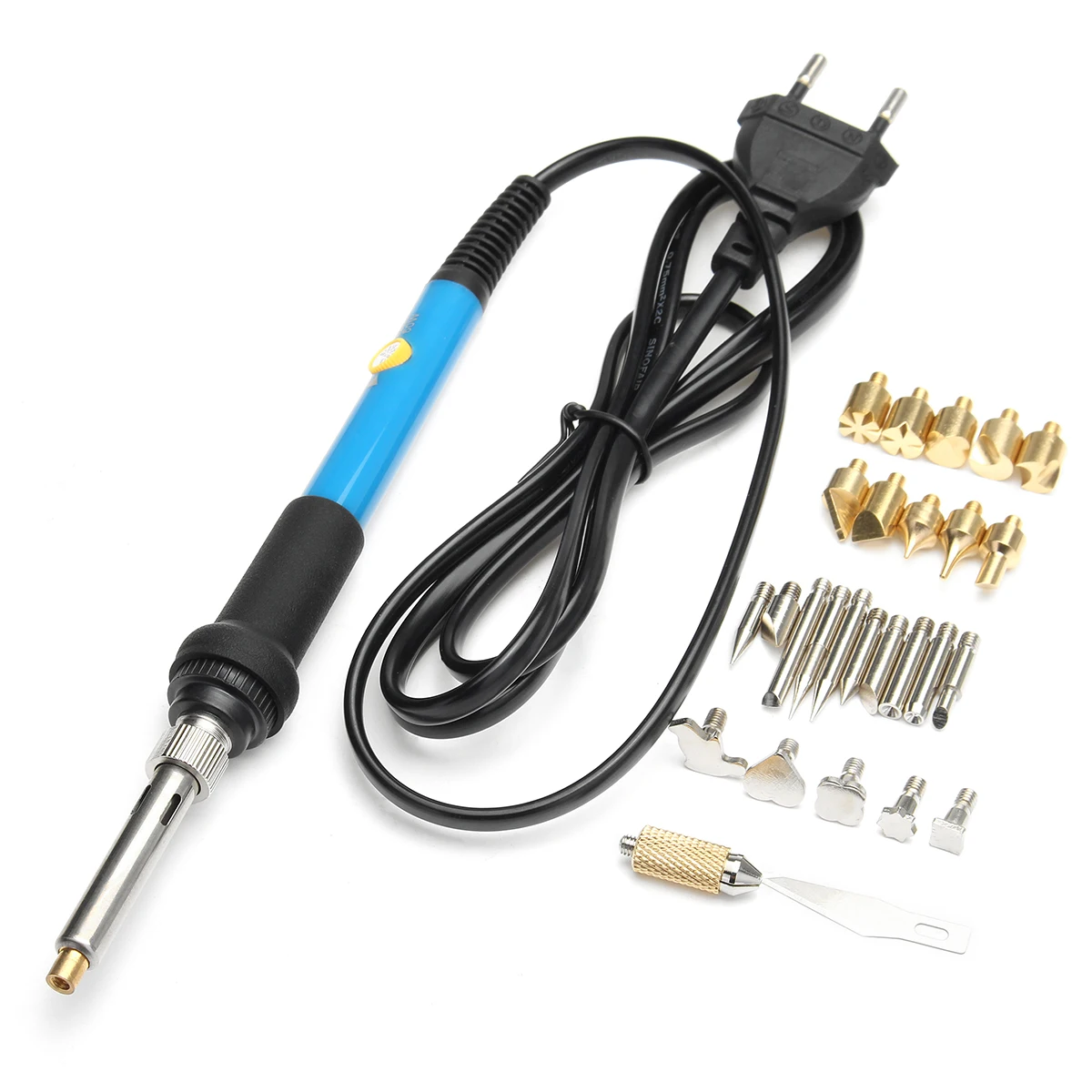 28Pcs Electric Soldering Iron 60W 220V Temp Adjust Wood Embossing Burning Carving Pyrography Engrave Tool Kit +Solder Tips
28Pcs Electric Soldering Iron 60W 220V Temp Adjust Wood Embossing Burning Carving Pyrography Engrave Tool Kit +Solder Tips