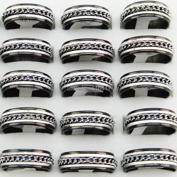30pcs Fashion New Black Frosted Stainless Steel Women Mens Fashion Double-Layer Spin Chain Rings Wholesale Jewelry Lots A056
30pcs Fashion New Black Frosted Stainless Steel Women Mens Fashion Double-Layer Spin Chain Rings Wholesale Jewelry Lots A056