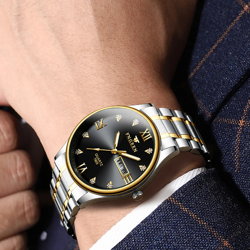 Reloj Hombre Элитный бренд часы Для мужчин Нержавеющая сталь алмаз кварцевые