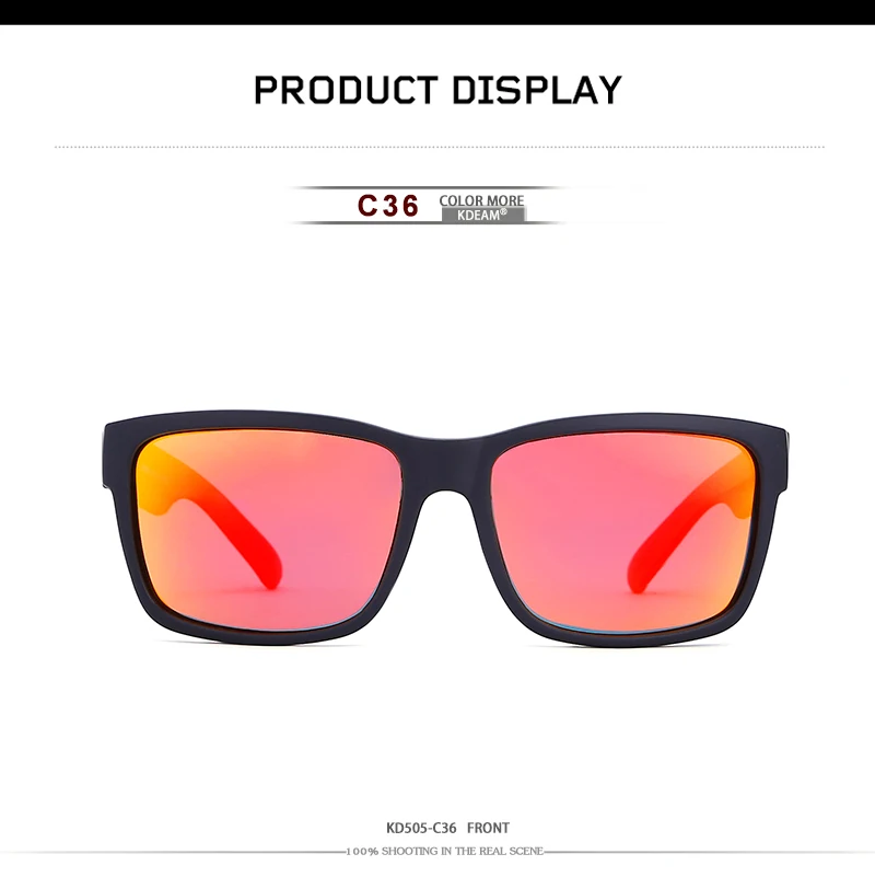 KDEAM Sport Sunglasses Polarized Men Square Sun Glasses Outdoor Women Brand design 2018 Summer UV400 With Original Case KD505 21