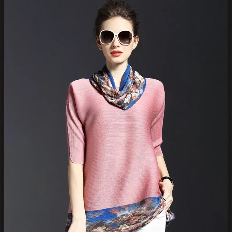 Fashion Women Multicolor Printing T shirts Special Pleats Loose Long Shirts Top Elegant Ladies Half Sleeve Floral Tees
Fashion Women Multicolor Printing T shirts Special Pleats Loose Long Shirts Top Elegant Ladies Half Sleeve Floral Tees