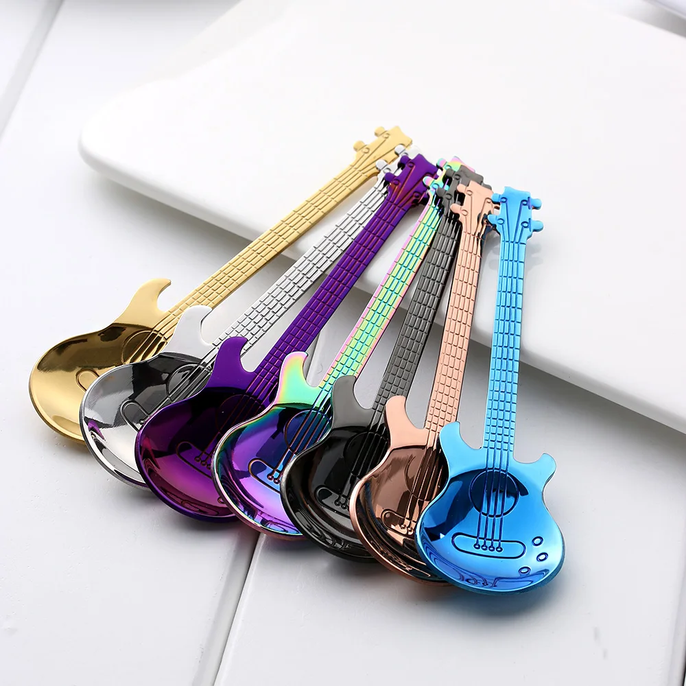Lovely Guitar Shape Stainless Steel Rainbow Coffee Mixing Spoon Cold Drink Tea Tools Kitchen Accessories
Lovely Guitar Shape Stainless Steel Rainbow Coffee Mixing Spoon Cold Drink Tea Tools Kitchen Accessories