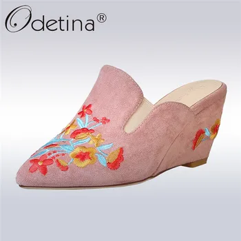 Odetina New Fashion Women Embroidery High Heels Wedges Pumps Pointed Toe Slip On Slingbacks Ladies Mules Shoes Plus Size 33-43
Odetina New Fashion Women Embroidery High Heels Wedges Pumps Pointed Toe Slip On Slingbacks Ladies Mules Shoes Plus Size 33-43