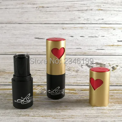 Golden Lipstick Tube Black Empty Lip Balm Tube DIY Heart-shaped Lipstick Container Empty Lipbalm Tube Cosmetic Container (4)