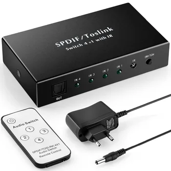 Audio Switch Switcher 4 Port 4x1 4 In 1 Out SPDIF orToslink Digital Optical Audio with IR Remote Support LPCM 2.0 DTS Dolby-AC3
Audio Switch Switcher 4 Port 4x1 4 In 1 Out SPDIF orToslink Digital Optical Audio with IR Remote Support LPCM 2.0 DTS Dolby-AC3