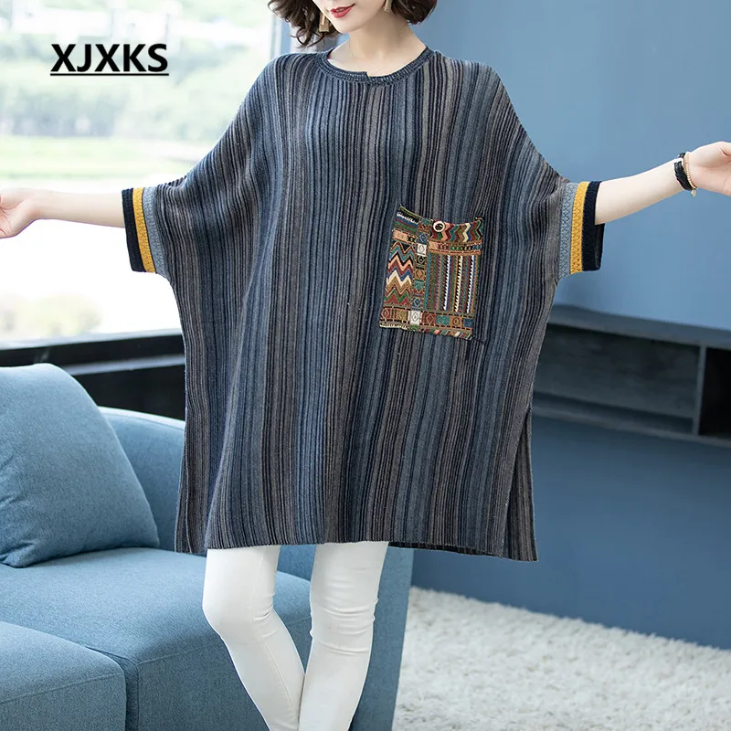 XJXKS maglione donna striped patchwork pockets women oversized sweater fall fashion 2018 woman pull femme hiver
XJXKS maglione donna striped patchwork pockets women oversized sweater fall fashion 2018 woman pull femme hiver