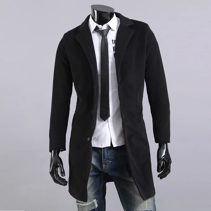 

MRMT Slim Men's Woolen Coat Casual Long Single-breasted Lapel Man Overcoat For Male Trench Men Woolen Coats Jackets Outer Wear