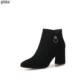 QZYERAI New fall and winter 100% leather women boots high-heeled zipper ankle boots natural sheepskin women shoes
QZYERAI New fall and winter 100% leather women boots high-heeled zipper ankle boots natural sheepskin women shoes