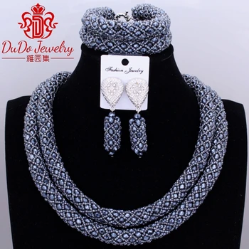 Trendy Dubai Black Silver Jewelry Set African Crystal Beads For Bride Nigerian Wedding Bridal Jewelry Set Costume Necklaces Hot
Trendy Dubai Black Silver Jewelry Set African Crystal Beads For Bride Nigerian Wedding Bridal Jewelry Set Costume Necklaces Hot