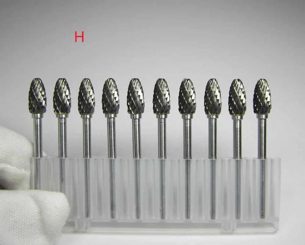 10PCS shank 3mm head 6mm 5mm 4mm 3*6 3*5 3*4 H Tpye Torch-shaped carbide rotary burrs file Grinder Polishing CNC molds finishing
10PCS shank 3mm head 6mm 5mm 4mm 3*6 3*5 3*4 H Tpye Torch-shaped carbide rotary burrs file Grinder Polishing CNC molds finishing