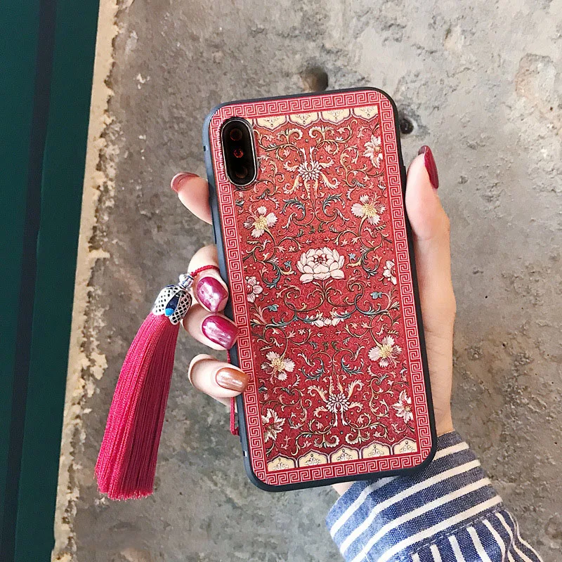 Vintage Traditional Chinese 3D Relief Floral Case with Fringe Strap for iPhone 7 8 7 plus 6 6s X XS XR XS MAX Soft TPU Cover
Vintage Traditional Chinese 3D Relief Floral Case with Fringe Strap for iPhone 7 8 7 plus 6 6s X XS XR XS MAX Soft TPU Cover