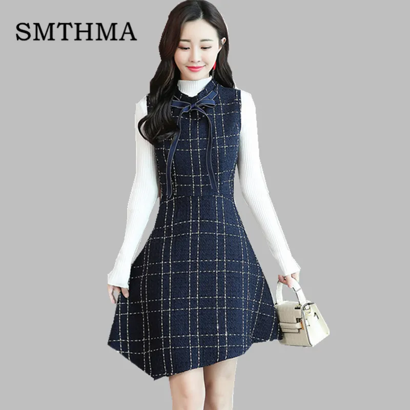New 2019 Winter Runway Woolen Tweed Dress Women's Sleeveless Tassel Plaid Bow Vest Dress +White sweater two piece set
New 2019 Winter Runway Woolen Tweed Dress Women's Sleeveless Tassel Plaid Bow Vest Dress +White sweater two piece set