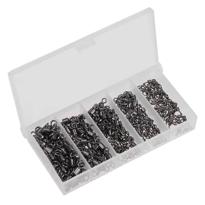 250pcs/box Ball Bearing Rolling Swivels Solid Rings Fishing Hook Connectors Hooks Quick Fast Link with Plastic Box Pesca
250pcs/box Ball Bearing Rolling Swivels Solid Rings Fishing Hook Connectors Hooks Quick Fast Link with Plastic Box Pesca