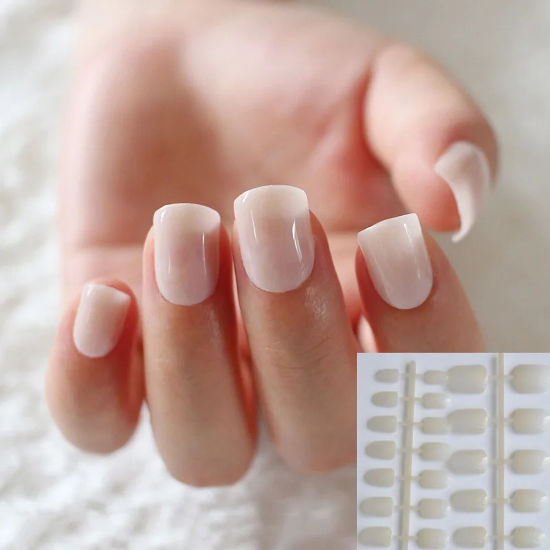 24 шт. натуральные бежевые женские накладные ногти блестящие для дизайна ногтей