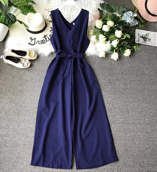 2019 New Arrival Summer Women Jumpsuits Fashion Slim Sleeveless V-neck Playsuits Rompers Ladies Beach Wide Leg Pants Bodysuits
2019 New Arrival Summer Women Jumpsuits Fashion Slim Sleeveless V-neck Playsuits Rompers Ladies Beach Wide Leg Pants Bodysuits