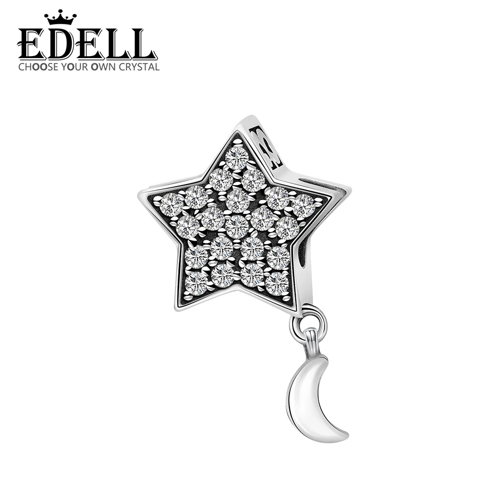 EDELL Vintage Black Cubic Zirconia Stone Star Beads Genuine 925 Sterling Silver Antique Hollow Moon Charms fit Bracelet Girl
EDELL Vintage Black Cubic Zirconia Stone Star Beads Genuine 925 Sterling Silver Antique Hollow Moon Charms fit Bracelet Girl