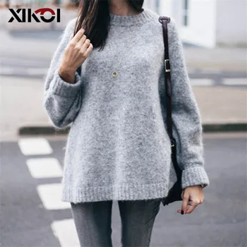 Plus Size Women Loose Casual Sweater O-neck Mohair Soft Hand Oversized Knit Pullovers Tops Women Solid Warm Sweaters Black Gray
Plus Size Women Loose Casual Sweater O-neck Mohair Soft Hand Oversized Knit Pullovers Tops Women Solid Warm Sweaters Black Gray