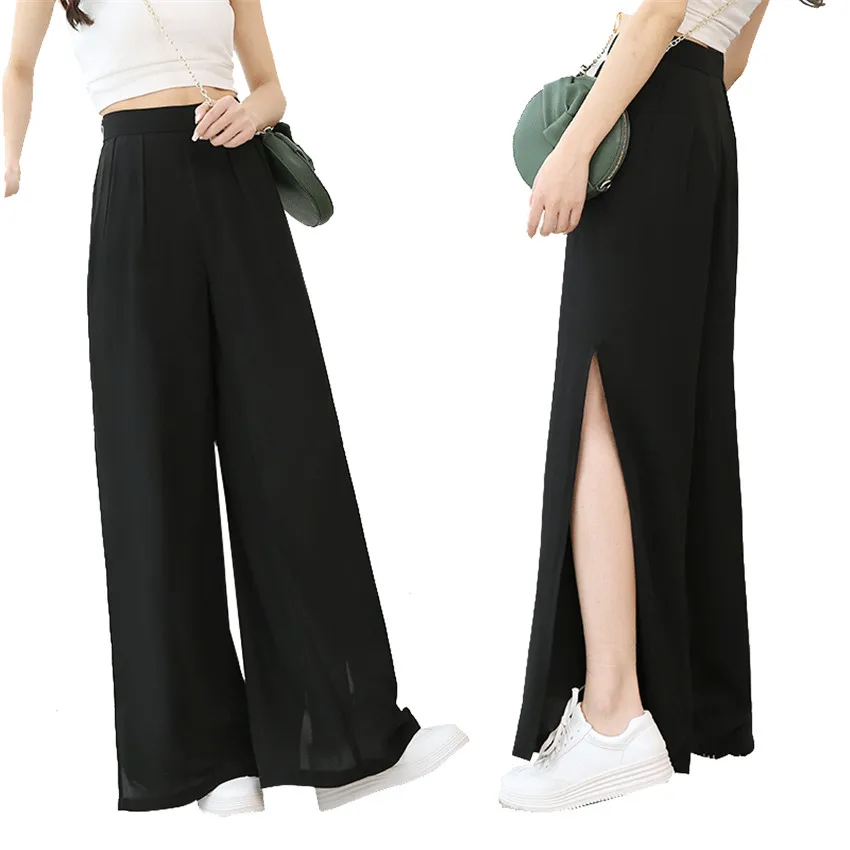 Gowyimmes 2019 Big Size Women Chiffon Pants Casual Wide Leg Pant High Waist Trousers Sexy Female Black Split Skirt Pants PD241
Gowyimmes 2019 Big Size Women Chiffon Pants Casual Wide Leg Pant High Waist Trousers Sexy Female Black Split Skirt Pants PD241