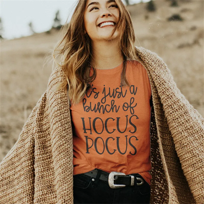It's Just A Bunch of Hocus Pocus T-Shirt Women Halloween Tshirt Short Sleeve Cotton Fall Shirt Women Amuk Harry Style Tee Shirts
It's Just A Bunch of Hocus Pocus T-Shirt Women Halloween Tshirt Short Sleeve Cotton Fall Shirt Women Amuk Harry Style Tee Shirts