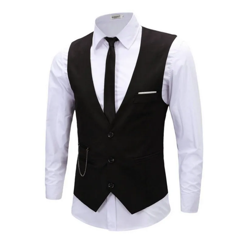 Image Men s Business Formal Vest Suit Slim Tuxedo Waistcoat Blazer Vests Coat Tops 4 Colors Plus Size 5XL