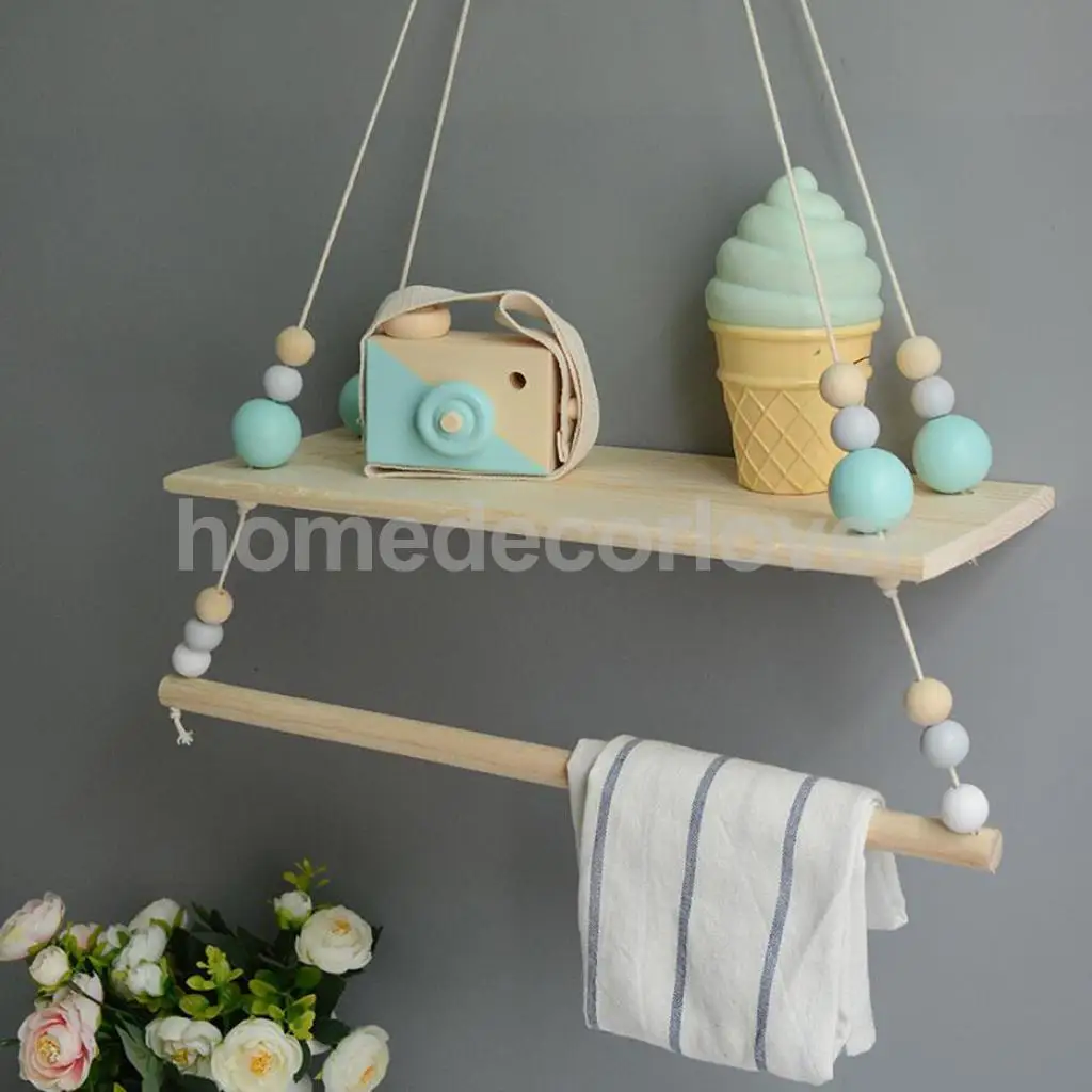 Wall Hanging Wooden Shelves Floating Wall Shelf Home Decor Baby Kids Room Storage Holder Hanger