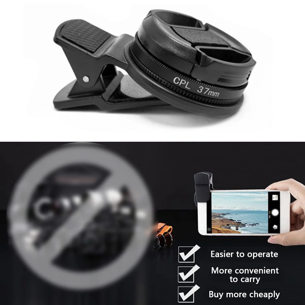 

37MM With Clip Universal CPL Filter Black Professional Accessories Durable Wide Angle Phone Portable Polarizer Circular Lens