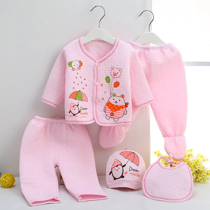 BibiCola spring newborn clothing sets 5pcs infant girls boys cartoon cardigan clothes toddler cotton pajamas outfits |