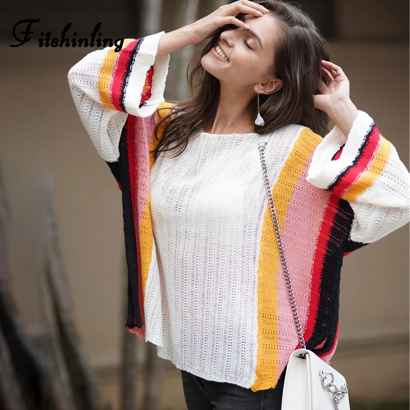 Fitshinling Autumn Rainbow Striped Sweater Knitwear 2019 Big Sleeve Korean Style Women Sweaters Pullovers Loose Pull Femme Sale
Fitshinling Autumn Rainbow Striped Sweater Knitwear 2019 Big Sleeve Korean Style Women Sweaters Pullovers Loose Pull Femme Sale