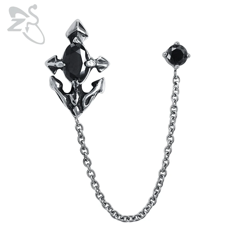 ZS Male Punk Rock Anchor Chain Tassel Stud Earrings with Black White CZ Zirconia Hip Hop Gothic Stainless Steel Jewelry for Men
ZS Male Punk Rock Anchor Chain Tassel Stud Earrings with Black White CZ Zirconia Hip Hop Gothic Stainless Steel Jewelry for Men