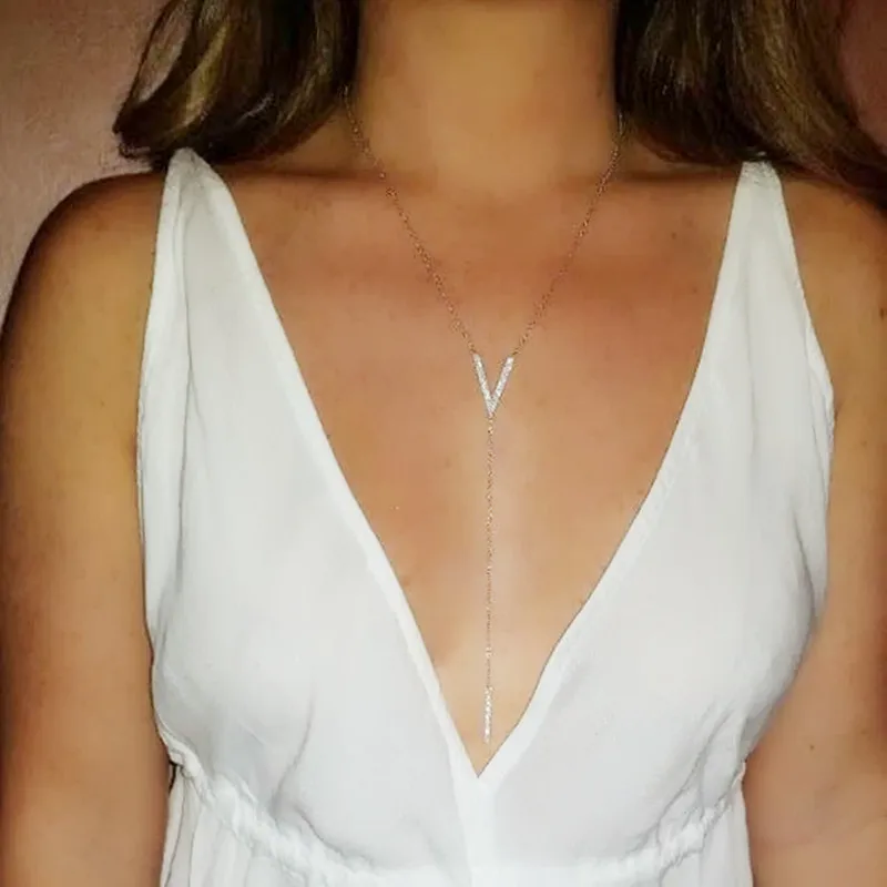 Fashion 925 sterling silver V Necklace rose gold color Angled Bar Necklace with cz paved long y layer thin necklace for women
Fashion 925 sterling silver V Necklace rose gold color Angled Bar Necklace with cz paved long y layer thin necklace for women