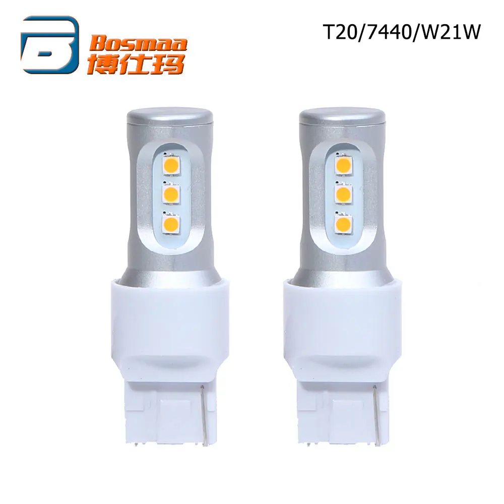 Пара Автомобильные светодиодные лампы Bosmaa T20 7440 W21W WY21W 9SMD w/ 3030|12v car led lamp|car lightlamp 12v |